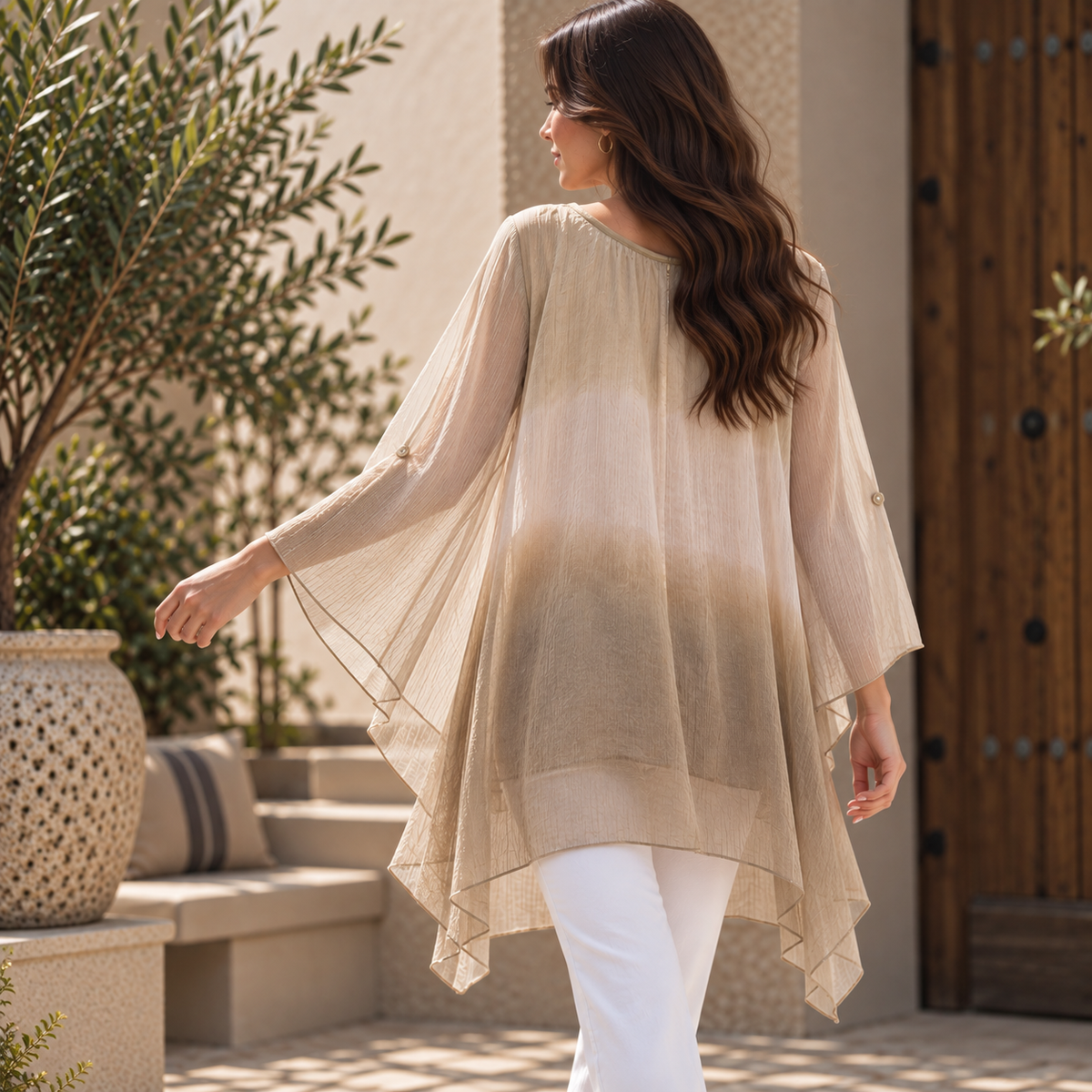 Blusón Degradé Beige con Lentejuelas