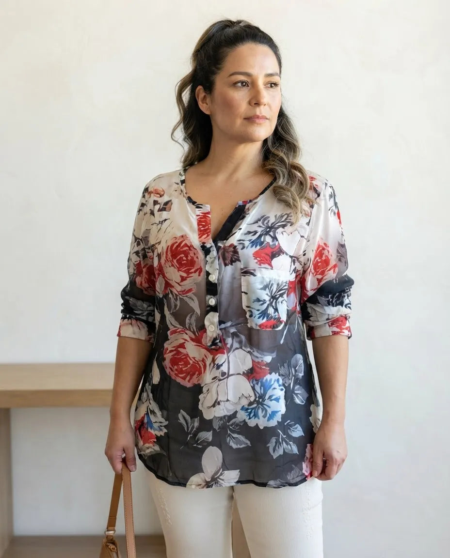 Blusa Negra Floreada