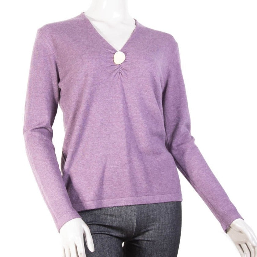 Chaleco con botón dorado 2401 - Morado - DEMIALMA