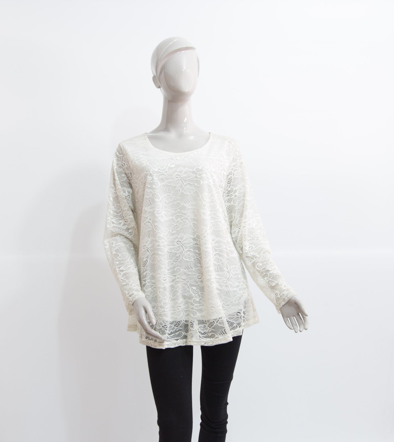 Polera Encaje Mangas Blanca