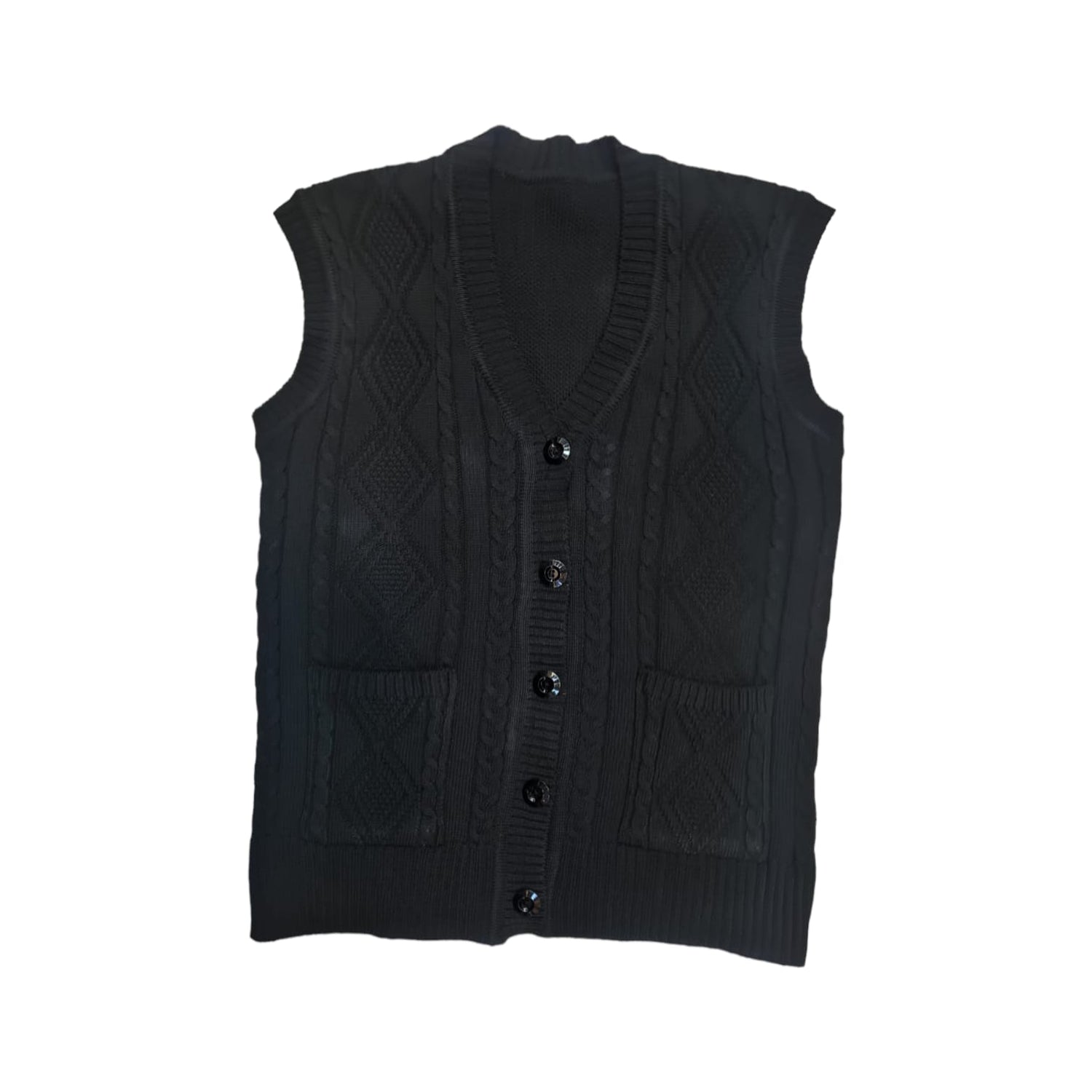 Chaleco sin mangas con rombos 2230 - Negro