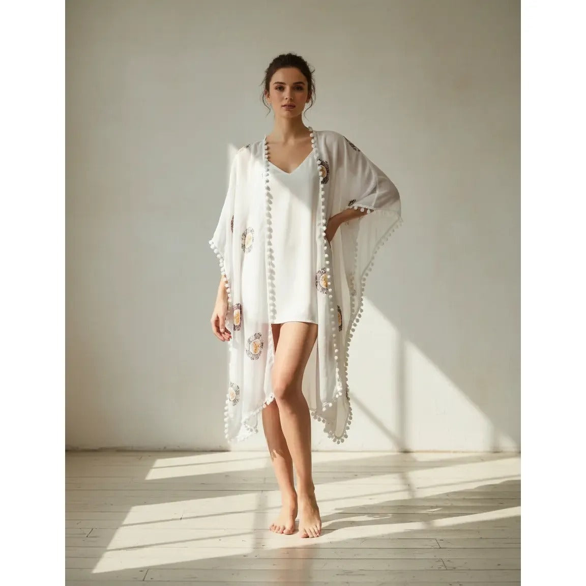Kimono Mandala 47200-2 - Blanco - 80 cm largo