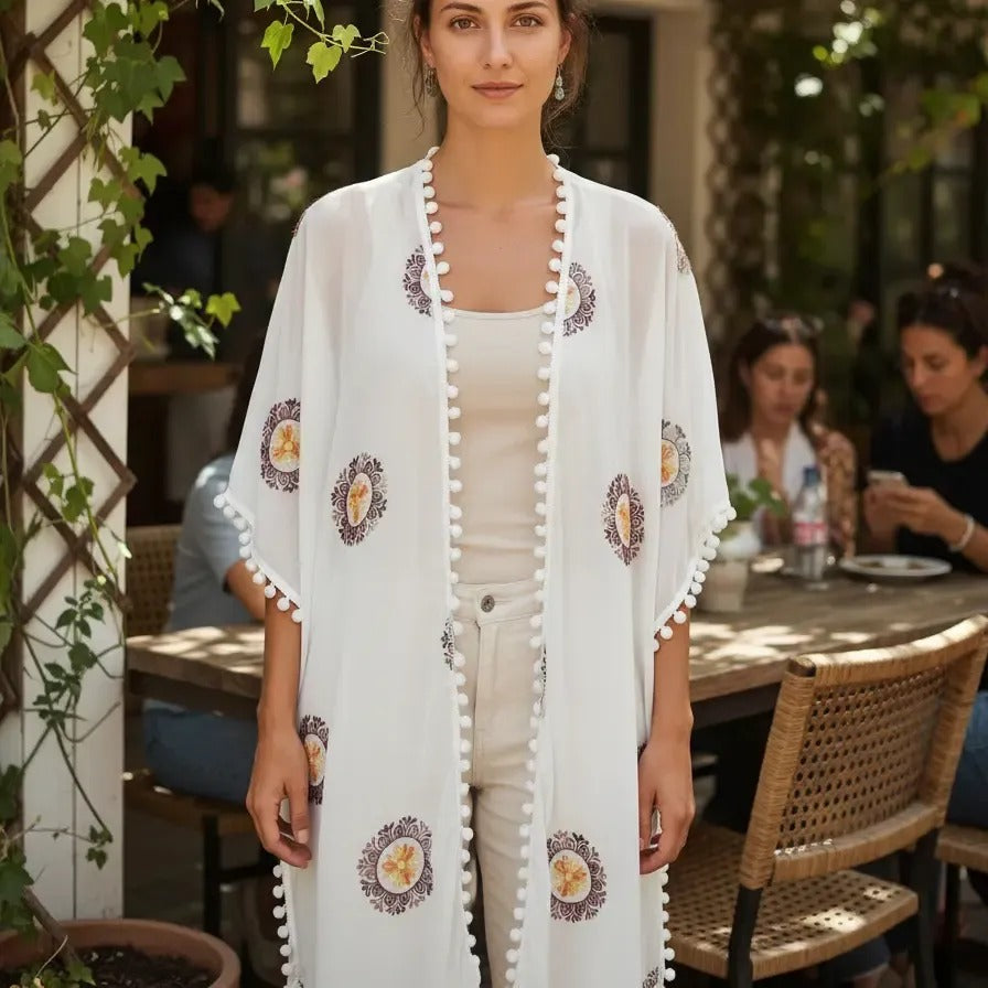 Kimono Mandala 47200-2 - Blanco - 80 cm largo
