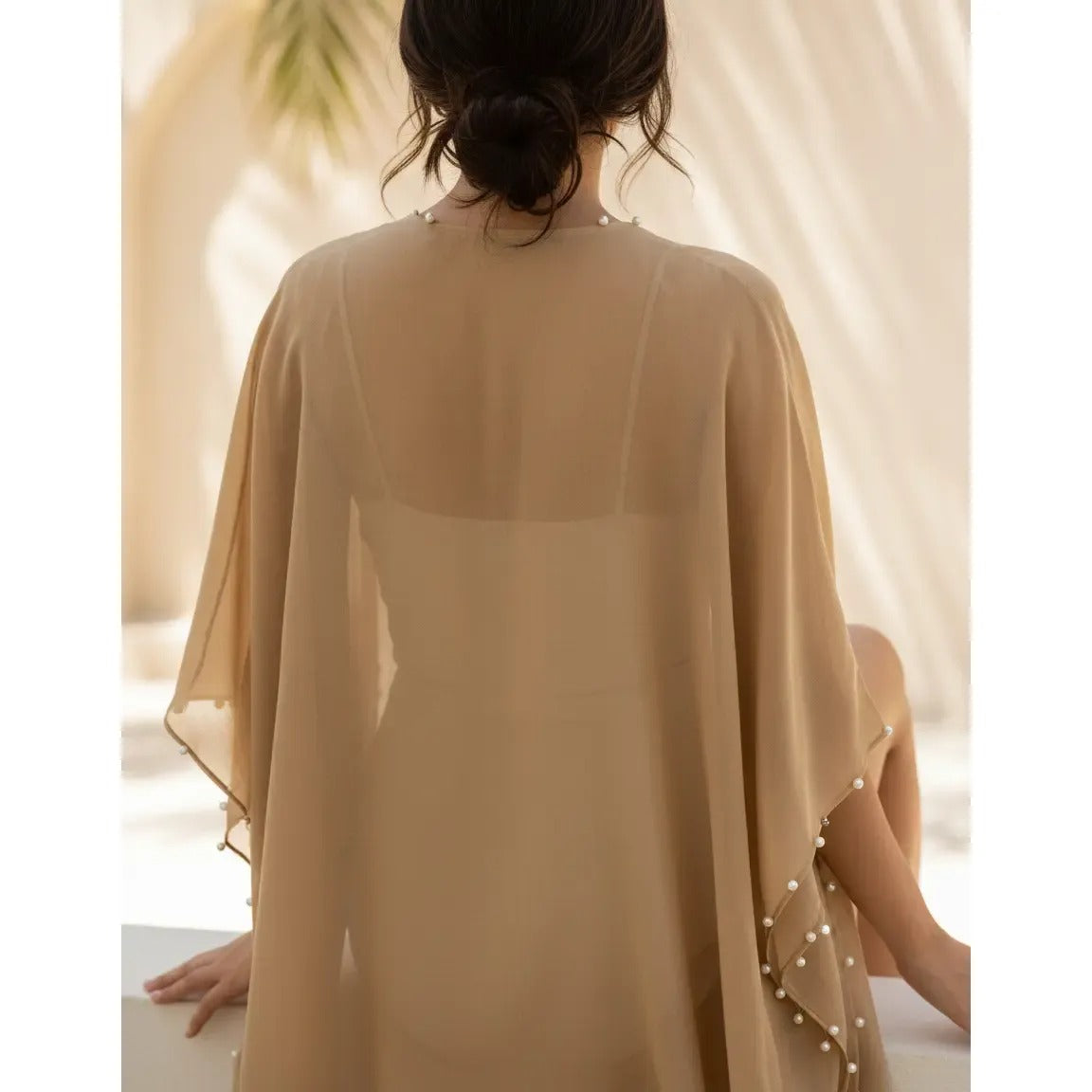Kimono con Perlas 200-11 - Mostaza