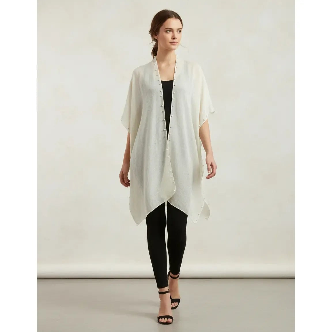 Kimono con Perlas 200-11 - Crema