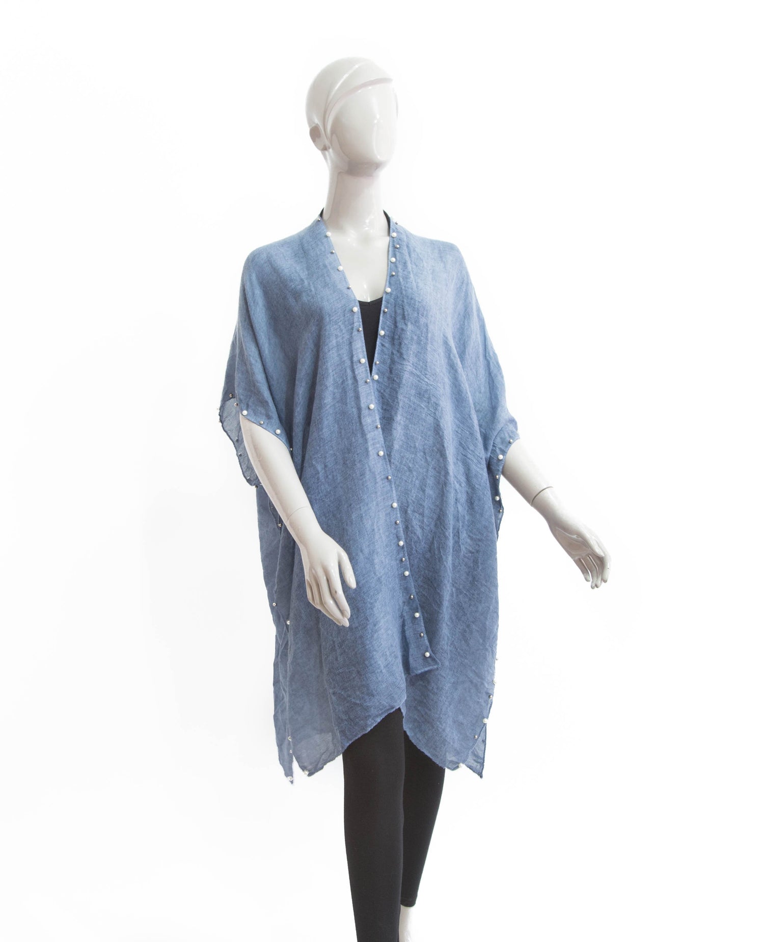 Kimono con Perlas 200-11 - Azul