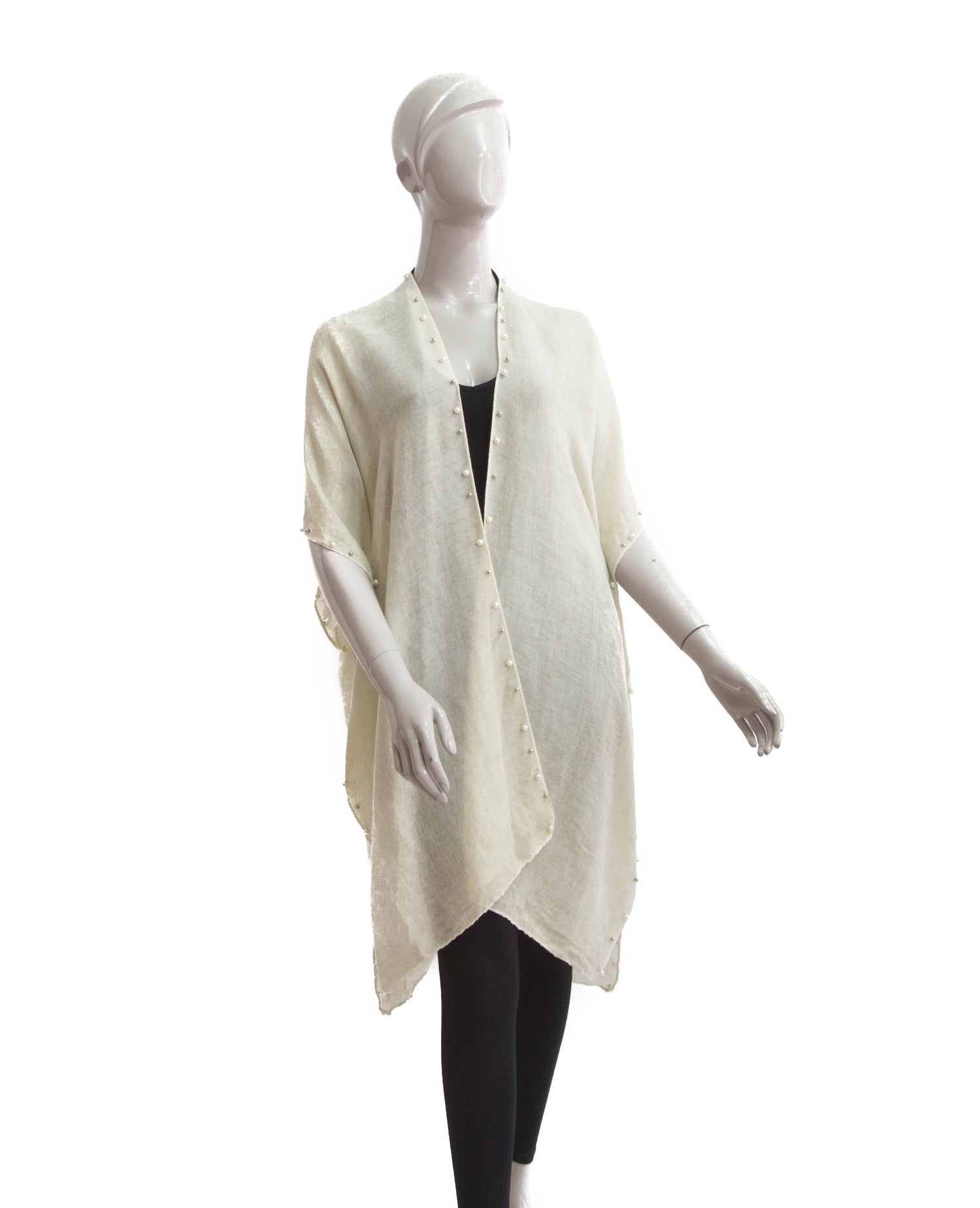 Kimono con Perlas 200-11 - Crema