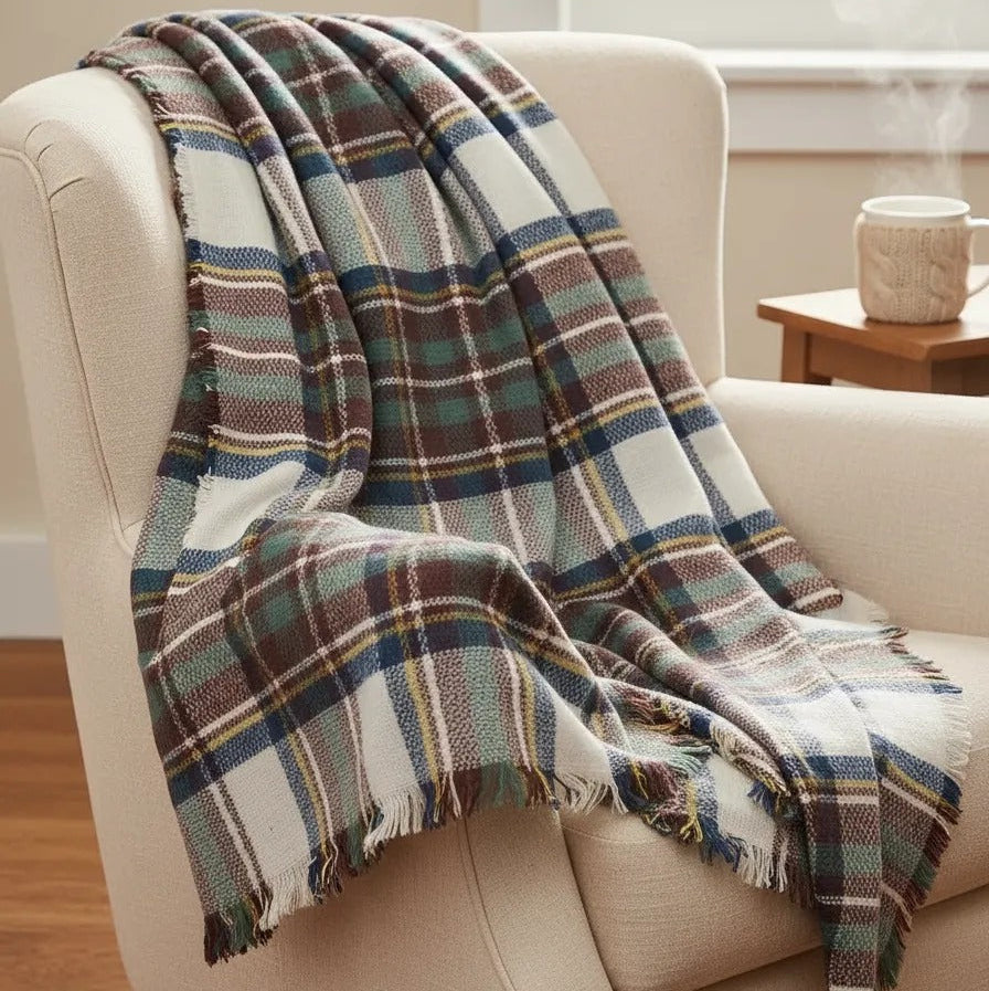 Maxi Pañuelo cuadrille beige y café
