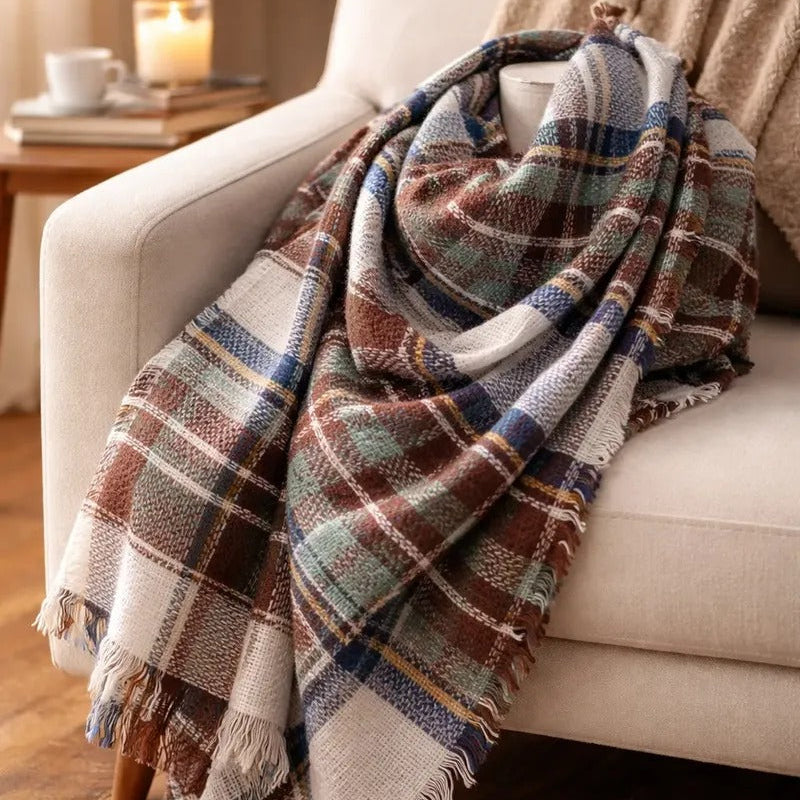 Maxi Pañuelo cuadrille beige y café