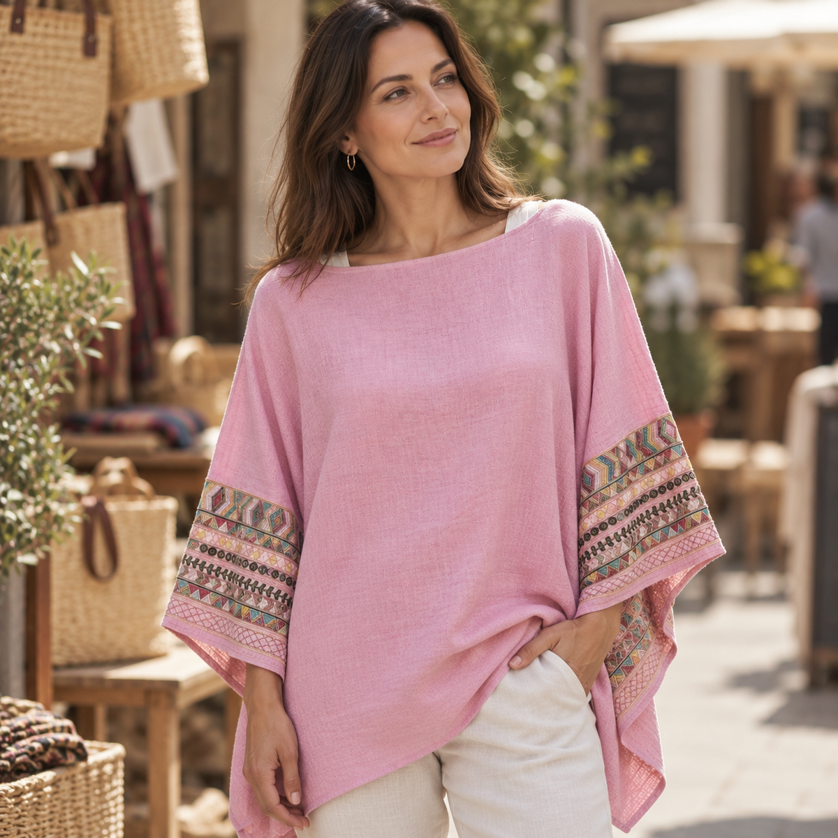 Poncho Bordado Lila