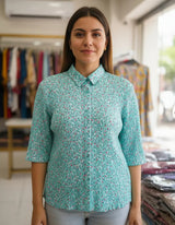 Blusa Plisada verde aguamarina