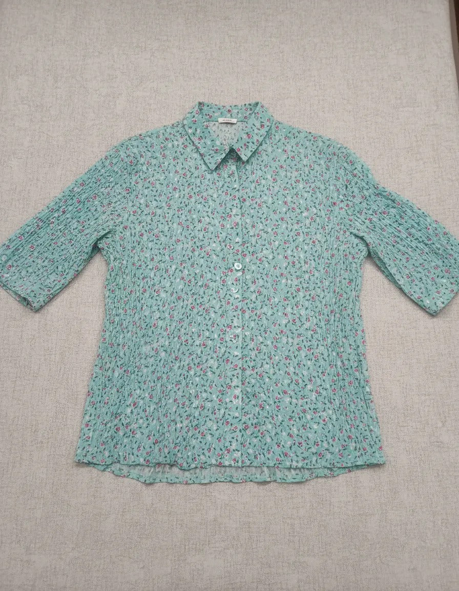 Blusa Plisada verde aguamarina