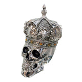 Calavera con corona rock plateada