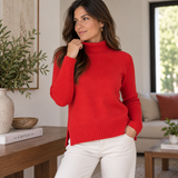 Chaleco Cuello Alto Manga con Relieve Rojo