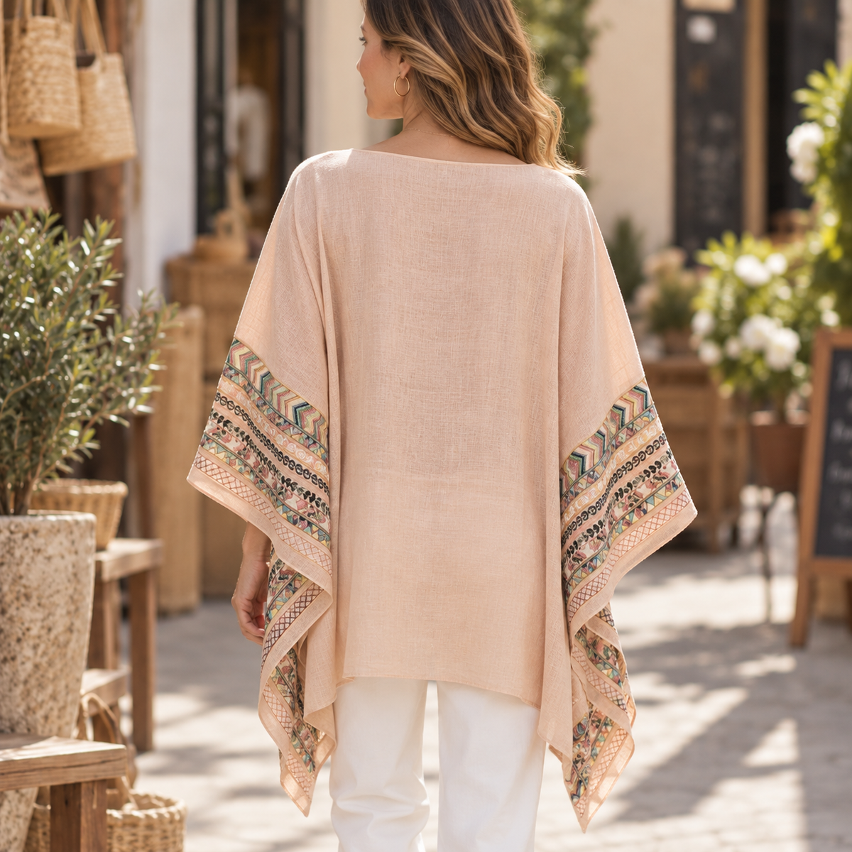 Poncho Bordado Beige