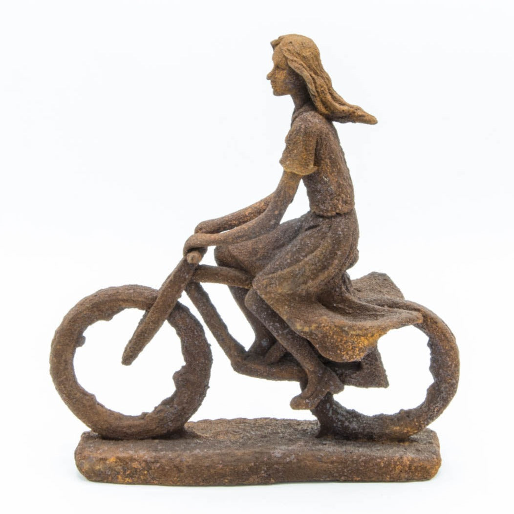 Ciclista Mujer Oxidado - 28 x 25 x 6 cm - 3120B - DEMIALMA