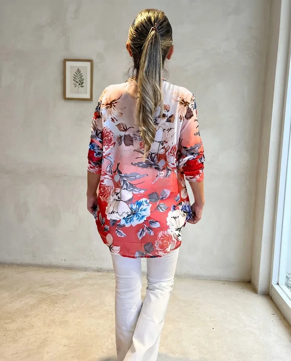 Blusa Roja Floreada