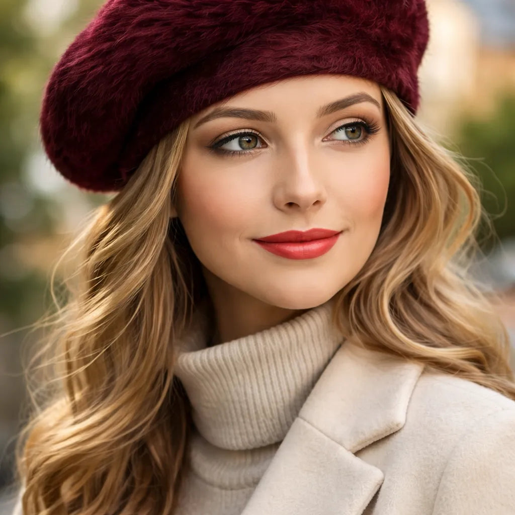 Boina Angora Burdeo