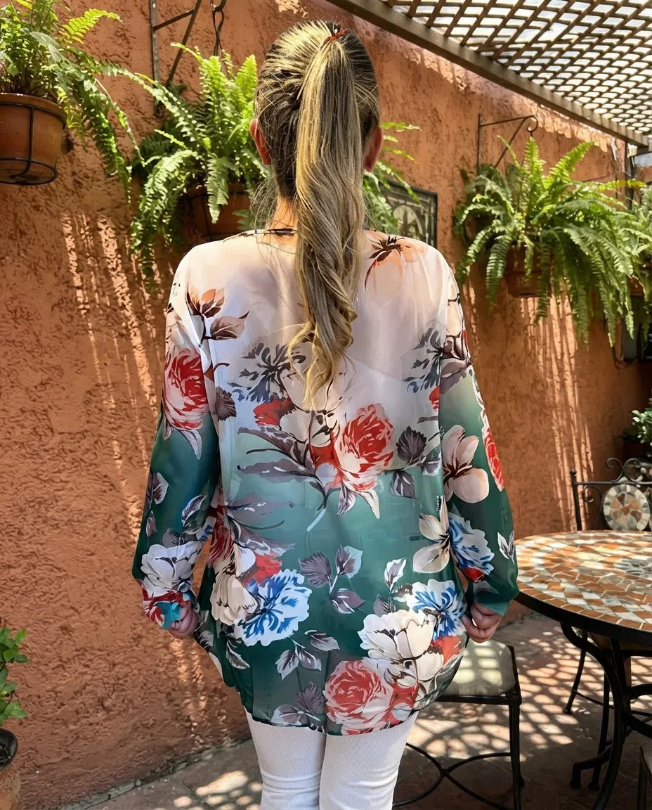 Blusa Verde Floreada