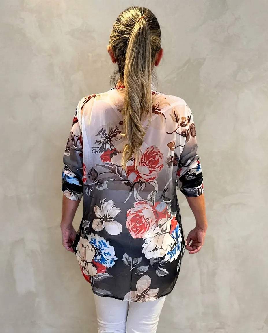Blusa Negra Floreada