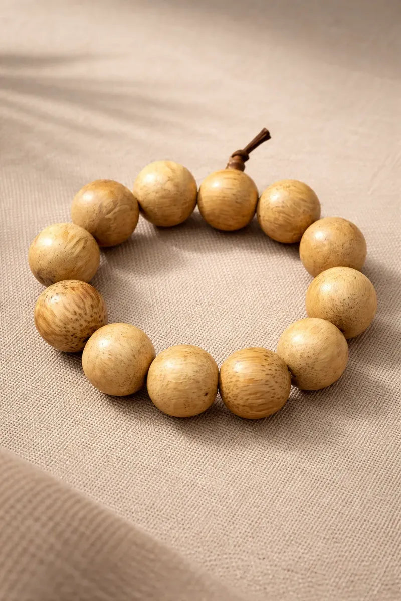 Pulsera cuentas budistas Beige