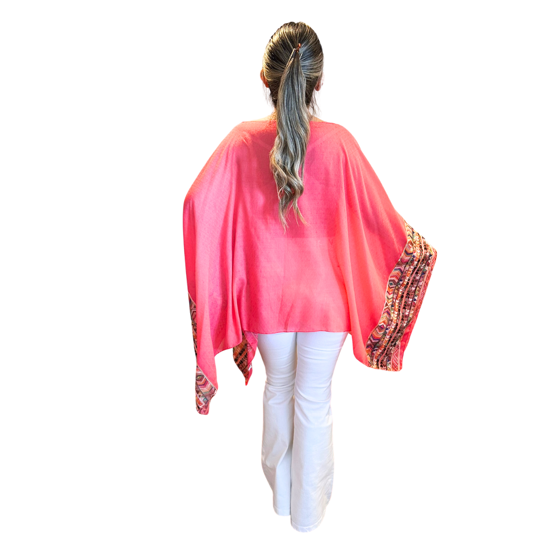 Poncho Bordado 47200-17 - Coral