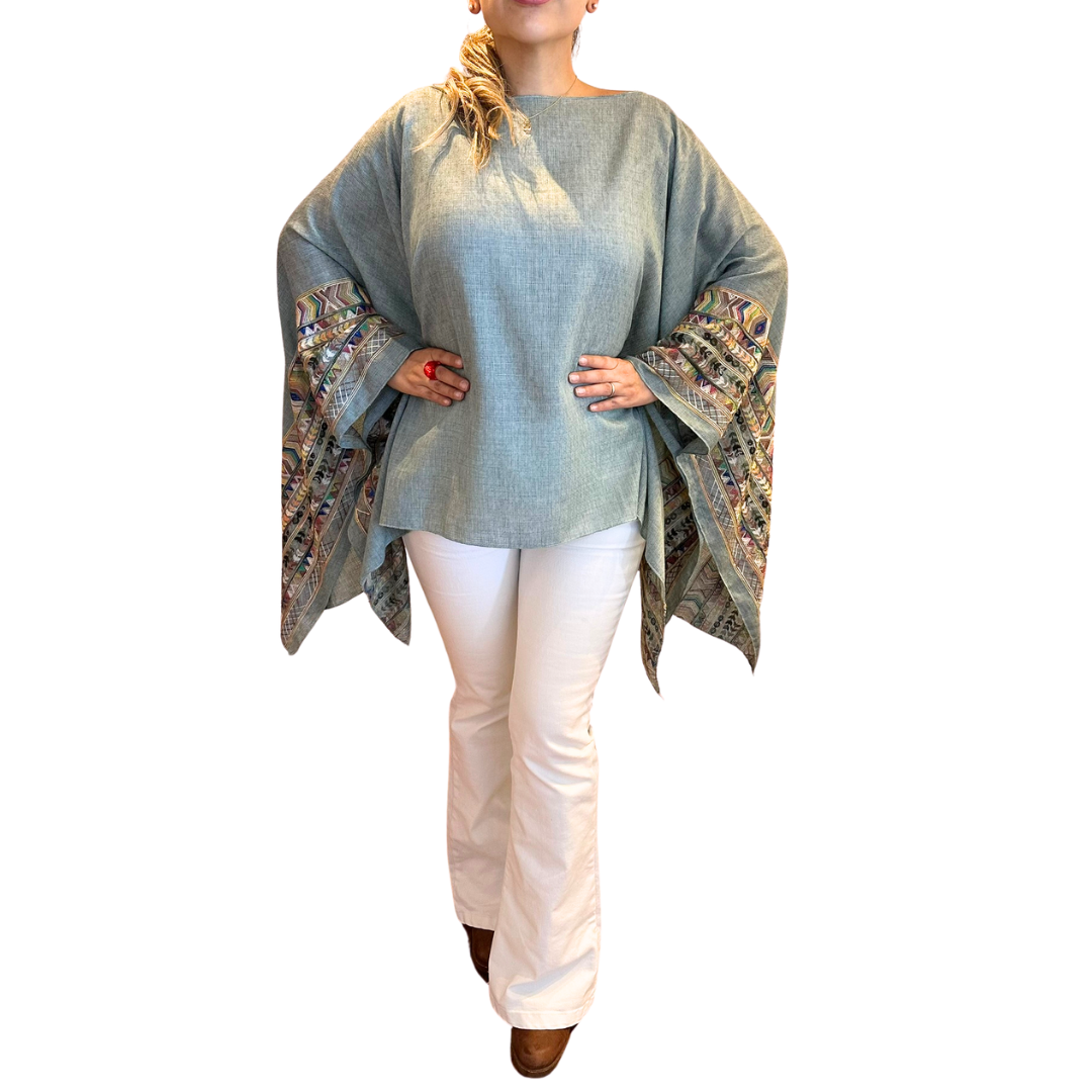 Poncho Bordado 47200-17 - Verde