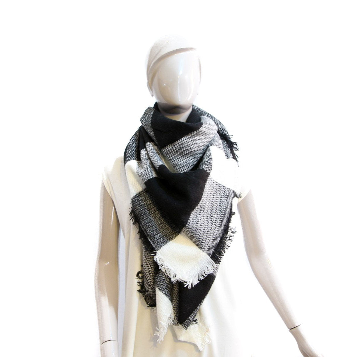 Maxi Pañuelo Blanco con negro