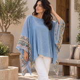 Poncho Bordado Celeste