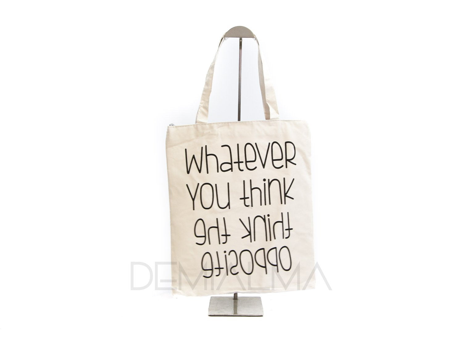 Bolso Totebag Whatever you think think the opposite blanco - DEMIALMA