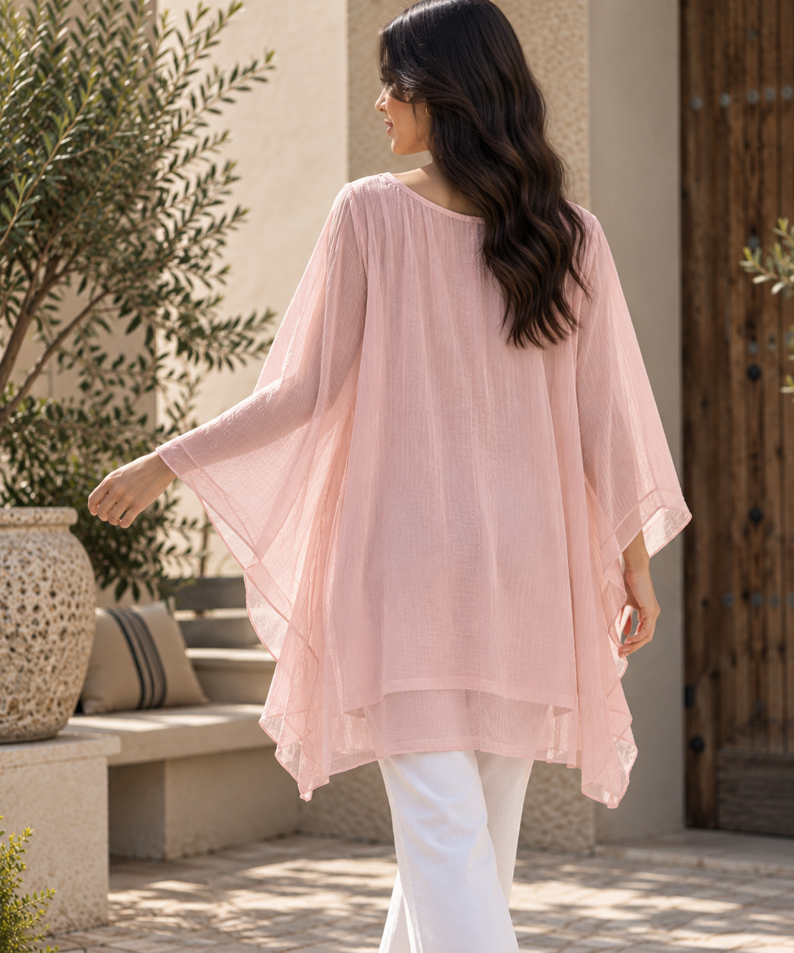 Túnica Rosada Bordada Estilo Boho