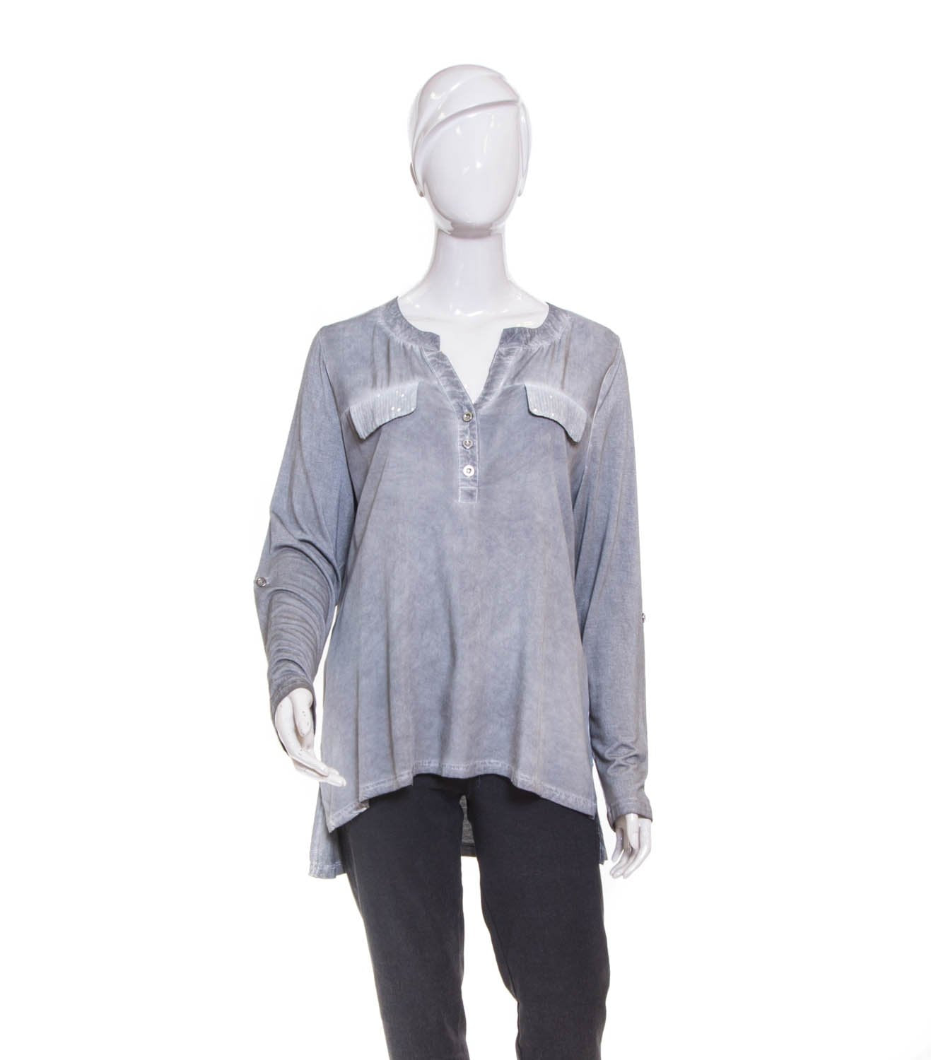 Blusa 8128 Gris - Busto 104 Largo frente 65 espalda 75 - DEMIALMA