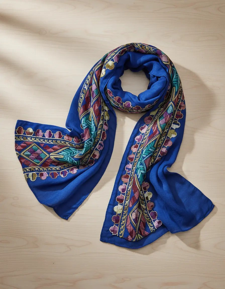 Pañuelo Bordado Azul