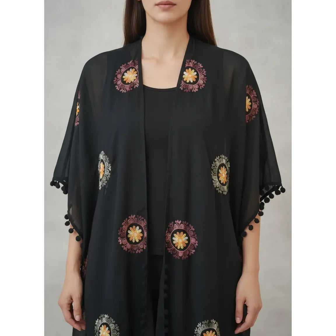Kimono Mandala 47200-2 - Negro - 80 cm largo