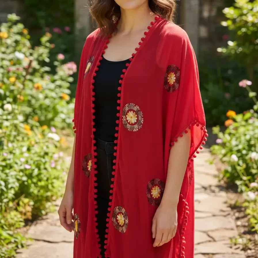 Kimono Mandala 47200-2 - Rojo - 80 cm largo