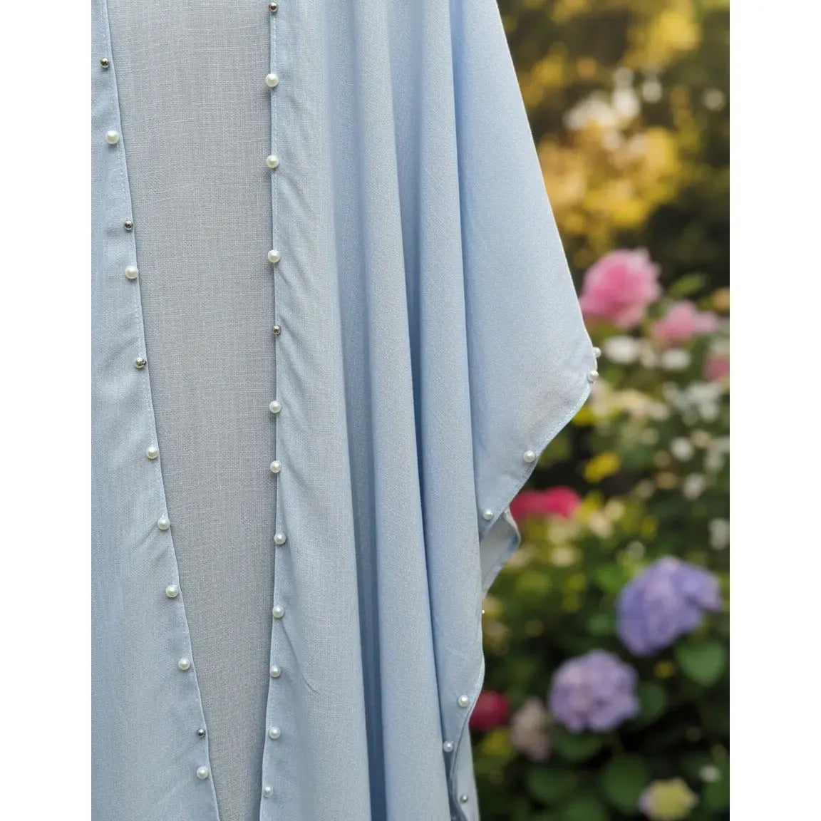 Kimono con Perlas 200-11 - Celeste