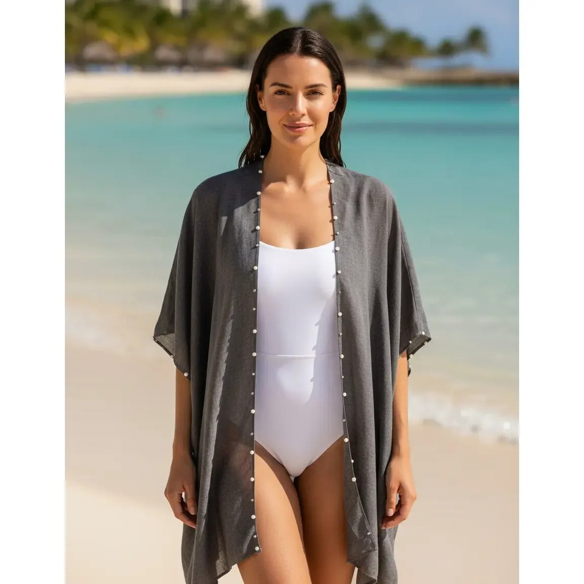 Kimono con Perlas 200-11 - Marengo
