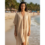 Kimono con Perlas 200-11 - Mostaza