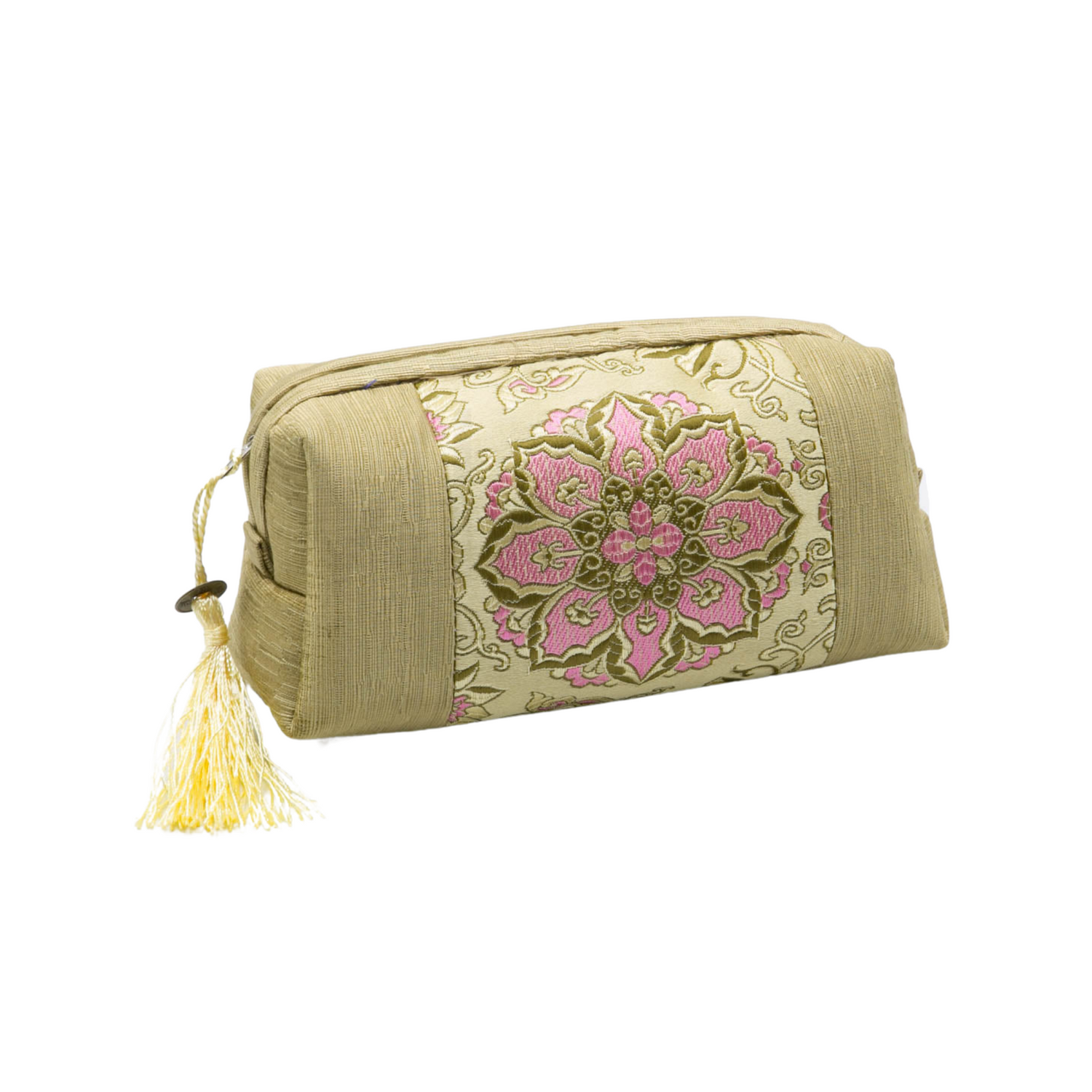 Estuche Cosmetiquero bordado mandala - Beige y Rosa