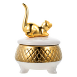 Joyero Gato Blanco y Dorado - 8056-63