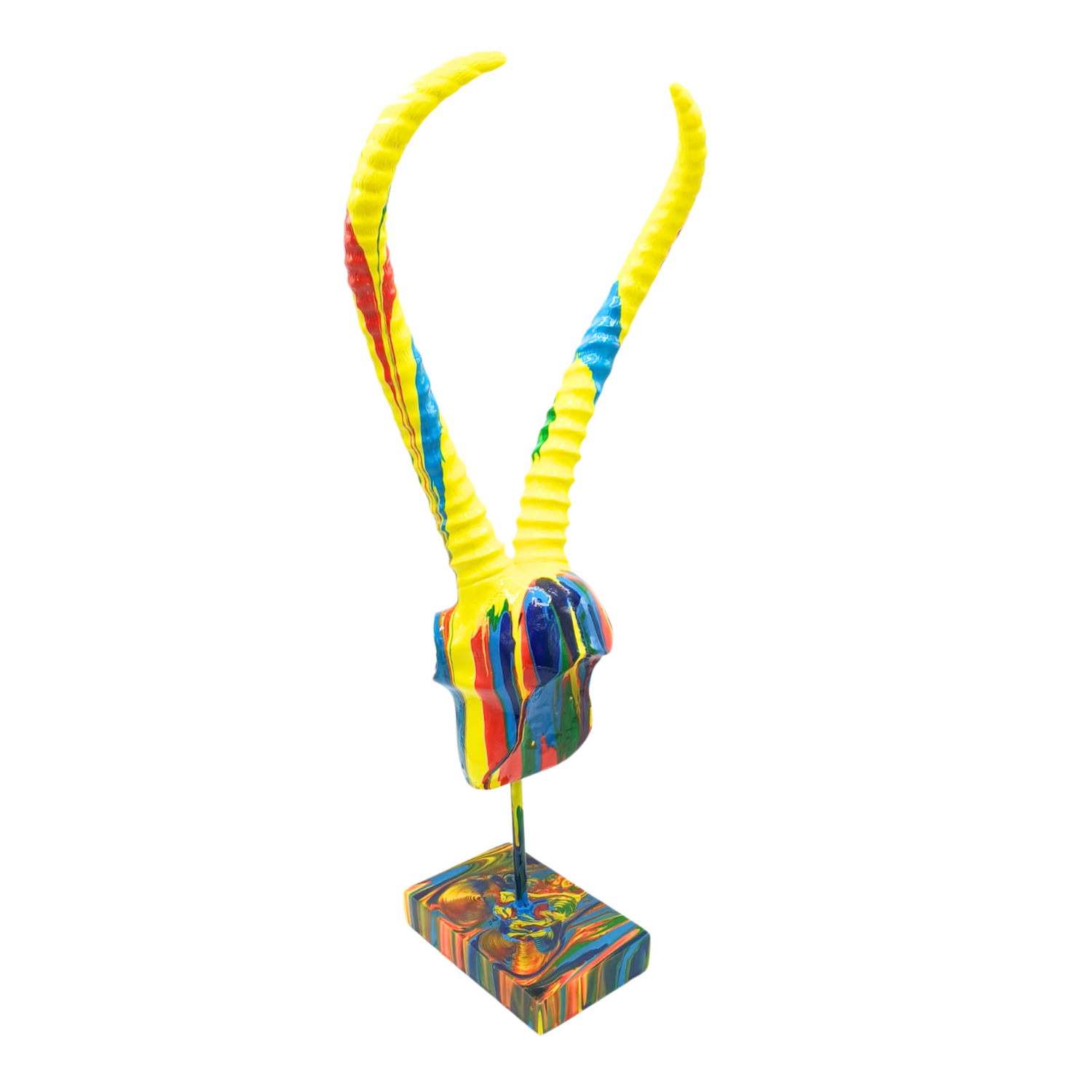 Cráneo de Antilope Multicolor en Pedestal - G493