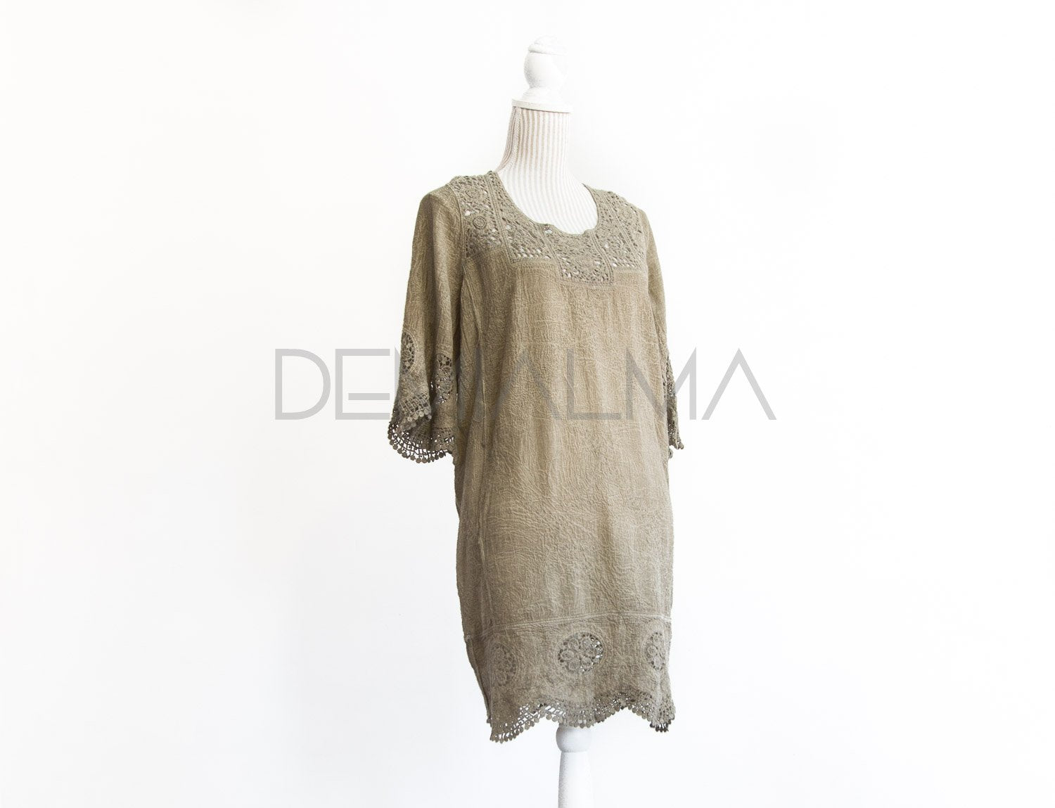 Blusa Macrame Larga 1018 - DEMIALMA