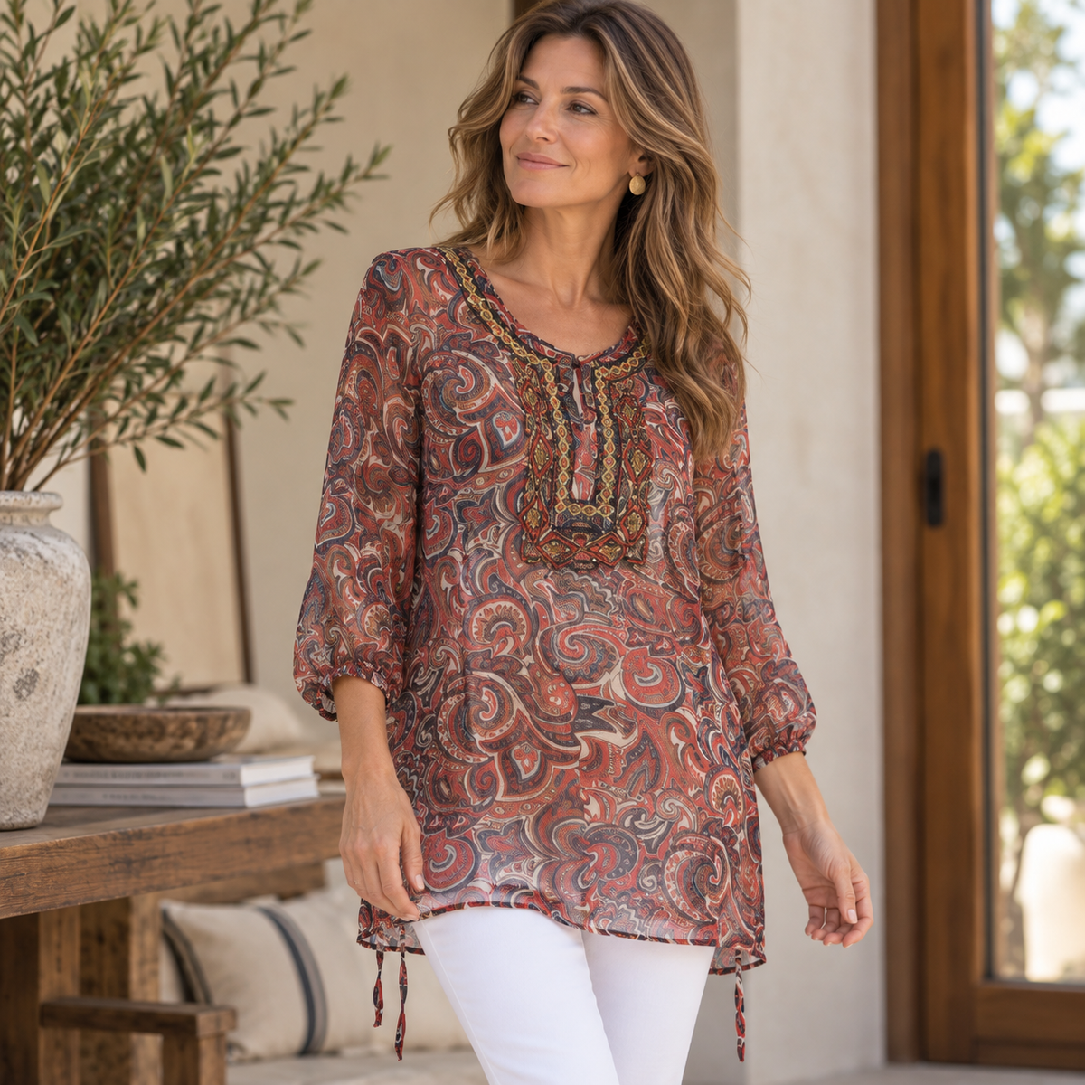 Blusón Paisley Boho Terracota