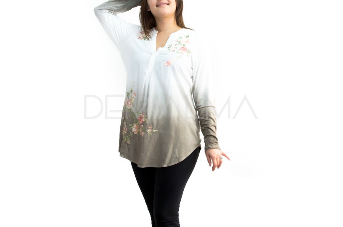 Blusa Bordada Gris - 542-2 - DEMIALMA