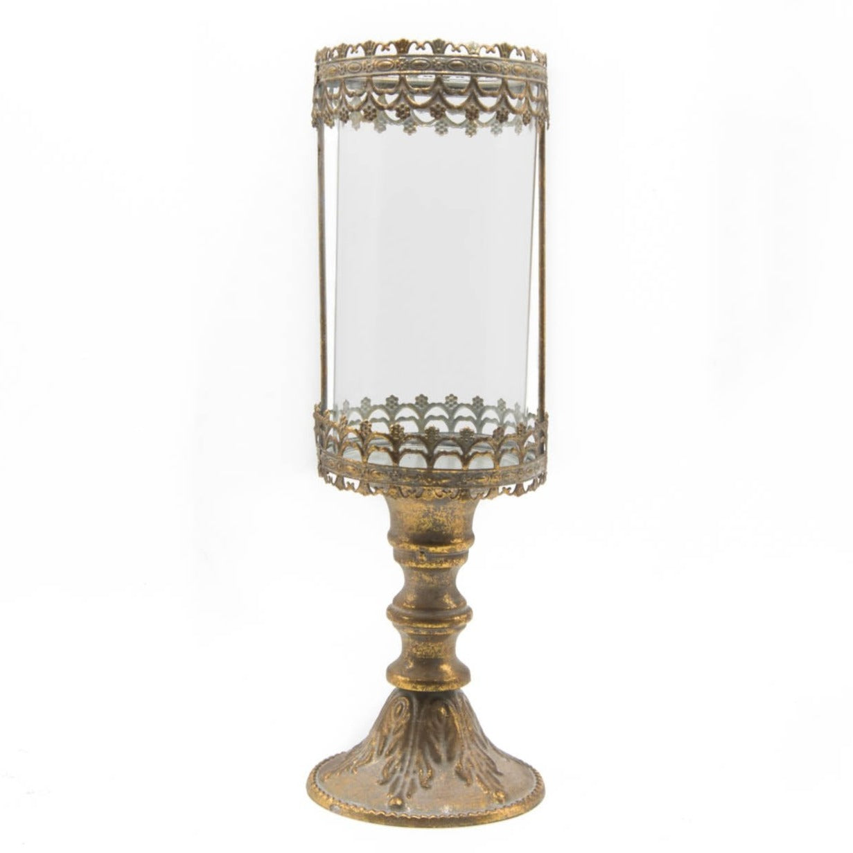 Candelabro Zinc y Cristal - 38 cm alto - 11 cm diámetro - 6J7041 - DEMIALMA