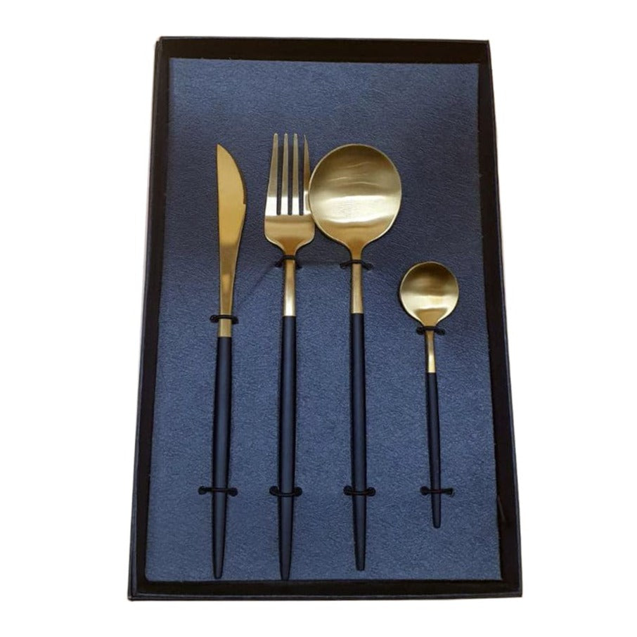 Set de cubiertos negro y dorado - 16033-3