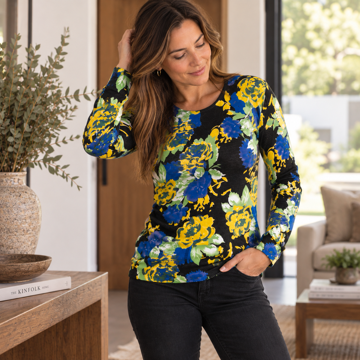 Polera Spandex Estampado Floral