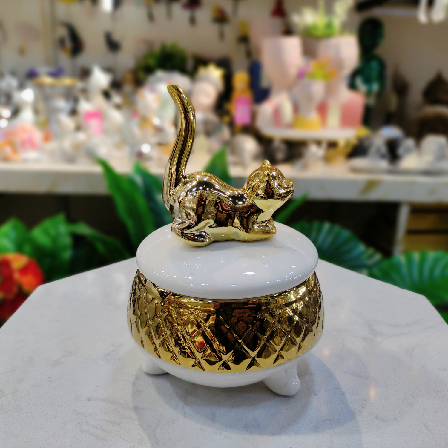 Joyero Gato Blanco y Dorado - 8056-63